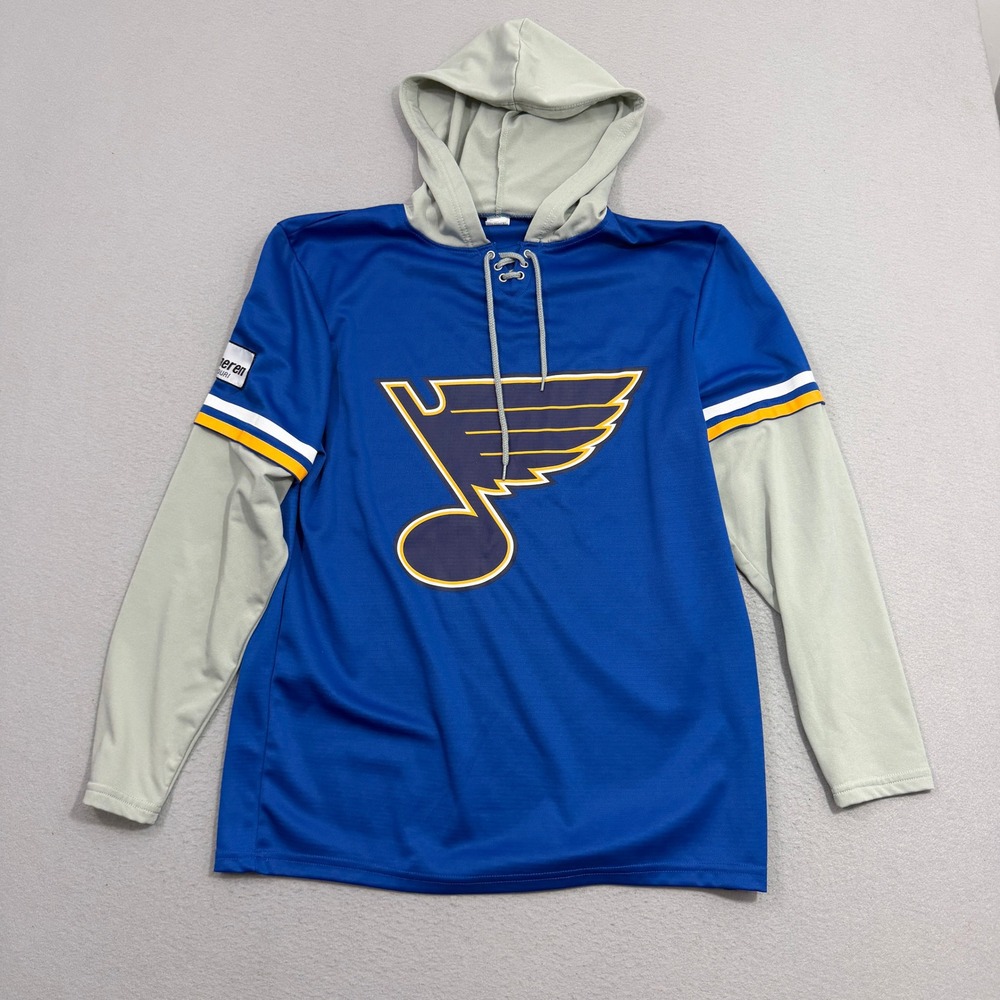 St. Louis Blues Hoodie Jersey Size Medium Blue Sweatshirt NHL Hockey Arena Shirt